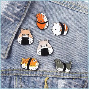 Acessórios dos desenhos animados Hamster Peixe Esmalte Broches Pin Para Mulheres Moda Vestido Casaco Camisa Demin Metal Broche Engraçado Pins Emblemas Promoti Dhwth