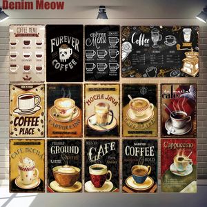 Coffee Menu For Cafe Bar Pub Metal Painting Wall Decor Metal Sign Vintage Home Decor Tin Signs Metal Plaque Retro Plate Shots Metal Poster 30X20cm W03