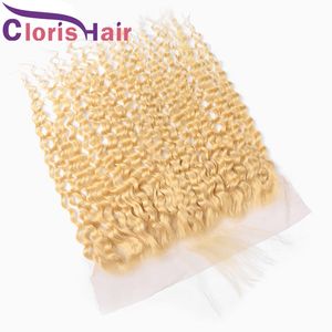 Blonde Water Wave Human Hair Closure #613 Brazilian Virgin Wet And Wavy 13x4 Lace Frontal Closures Blond Top Full Frontals Piece