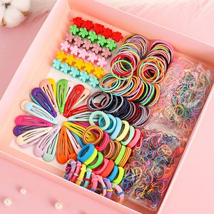 1Set Girls Cute Elastic Hair Bands Hairpins Flower Hair Claws Hair Clip Rubber Band Ponytail Holder Kids Fashion Hair Accessorie