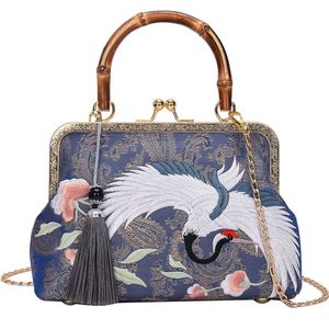 Designer-Taschen Handtaschen Damen Totes New Crane bestickte Jacquard-Cheongsam-Tasche Handgefertigter chinesischer Stil Bambus Festival Handheld-Mutter