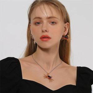 Dangle Earrings Exaggerated Personality Crab Stud Necklaces Set For Female Punk Trendy Style Animal Ear Jewelry Choker Wholesale