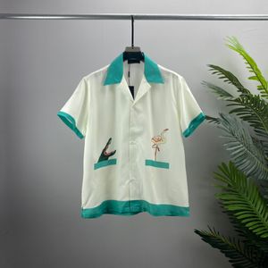 2 luksusowe projektanci koszule moda męska tygrys litera V jedwabna koszula do gry w kręgle koszule na co dzień mężczyźni Slim Fit sukienka z krótkim rękawem koszula M-3XL #46