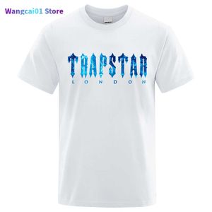 Męskie koszulki Trapstar London Undersea Blue Printed T-shirt Men Summer Breathab Casual Short Seve Street Botwna marka T Shirts 0304H23