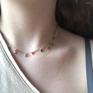 Choker Box Chain Toggle Clasp Gold Necklaces Mixed Linked Circle For Women Minimalist Necklace Jewelry