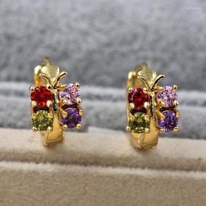 Brincos de argola Mulheres Luxo redondo Red Green Zircon Jóias de ouro vocação boêmia para acessórios de casamento de senhora