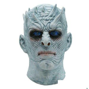 Maski imprezowe grę filmowa Thrones Night King Mask Halloween Realistic Scary Cosplay Costume Lateks Adt Zombie Props T200116 Drop dostarczenie dhhyr