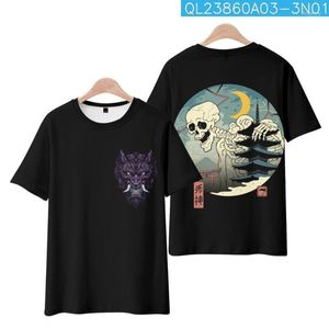 Herren T-Shirts Sommer Männer Atmungsaktiv Schwarz Schädel Druck T-shirt Mode Oansatz Kurzarm T-shirts Tops Männlich Casual Hip Hop Streetwear Loui2