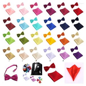 Bow Ties 2 Pcs MEN ADULT Set Bowties Colorful Business Handkerchief Accessories Hanky Wedding Pocket Tie Party FB141