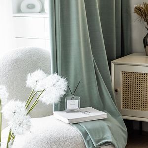 リビングルームのベッドルームウールフランネルラグジュアリーシェーディング抹茶グリーン熱断熱材のカーテン