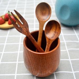 Spoons Japanese-Style Long Handle Wooden Spoon Coffee Rod Tea Dessert Soup Tableware Kitchen Supplies