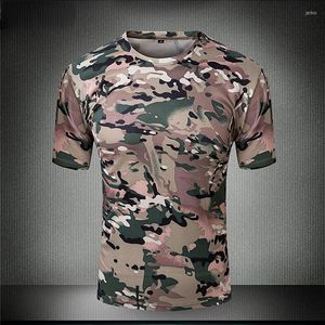 Herr t-skjortor sommar coolmax taktisk kamouflage skjorta män andas snabb torr amerikansk armé strid t-shirt jakt