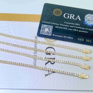 Fine Jewelry Lab Diamond 925 Sterling Silver 2mm Solid Gold VVS MOISSANITE Tinnis Chain