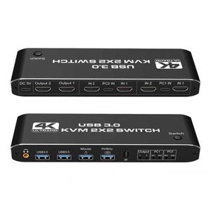 KVM DualScreen Switcher Twoin Twoout HDMI Replicação estendida 4K 60Hz Ultra Clear Audio com 3,5 furo de fone de ouvido