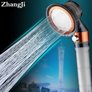 Bathroom Shower Heads ZhangJi Magic Turbocharged Propeller Driven Shower Head with Stop button Water Saving Cotton and Beads Filter Spray Nozzle J230303