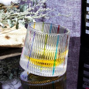 Wine Glasses Creative Thick Crystal Whiskey Tumbler Glass Of Spirit XO Brandy Cup Wineglass Vertical Stripes Shake