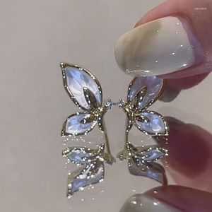 Dingle örhängen s925 silvernål glänsande fjärilsfall för kvinnor emaljglasade djur örhängen gåvor mode smycken 2023