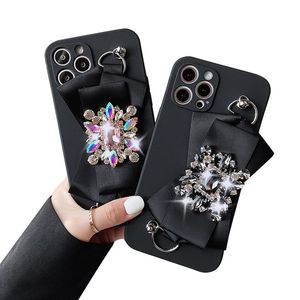 Luksusowe apple telefoniczne telefony komórkowe Rhinestone Bow Bow Bow Bow Band Band Diamond Cover Telefon dla iPhone14 Plus 13 12 Pro Max Promax XS Premium Design Fine Hole Non-Slip