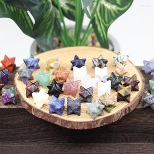 Decorative Figurines 14mm Merkaba Star Natural Gemstone Chakra Reiki Healing Crystal Quartz Energy Pocket Stone Carved Gems Gifts For