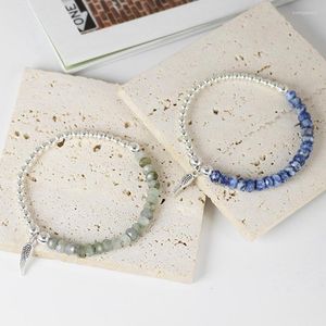 Strand factowane koraliki bransoletki dla kobiet mężczyzn Charm Bransoleta Naturalna labradoryt srebrzyste kolor mini biżuteria Banles