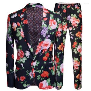 Mäns kostymer 2023 STYLA MÄNS SLIM FIT Tryckt slitage Western-stil Klädtryck Stamping Fashion Suit Party Coat