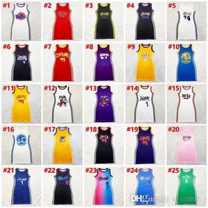 Sexy ärmellose Freizeitkleider, Designer-Frauen-Basketball-Outfits, bedrucktes Kleid mit Buchstabenmuster, seitlicher Rock mit 8 Bändern