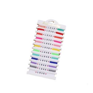 Charm armband 12pc/pack kärlek Hope Acrylic 26 Letter flätat armband set justerbar rep vänskap smycken härliga kvinnor män droppe dhh69