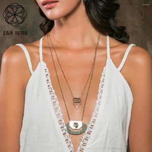 Pendant Necklaces 2023 Fashion Ethnic Necklace Vintage Geometric Long Chains Pendants Suspension Goth Accessories Costume Jewelry For Women