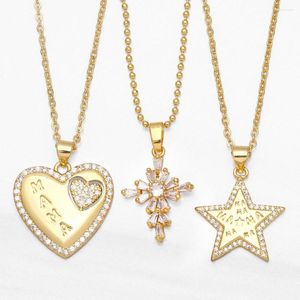 Pendant Necklaces Exquisite Copper Gold MAMA Necklace For Women Zircon Crystal Cross Family Jewelry Mother's Day Gifts Nkeb016