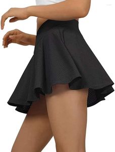 Skirts Size Women's Pleated Exposure-Proof Belt Pocket Tennis Skirt Cross High Waist Mesh Golf