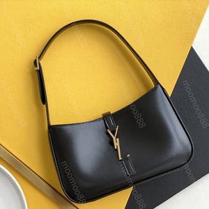 12A All-New Mirror Quality Designer Le5a7 Hobo Bag 23cm Womens Real Leather Calfskin Purse Luxurys Smooth Leather Handbags Black Shoulder Box Påsar med guldhårdvara