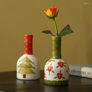 Vase Jingdezhen手描きのセラミックフラワー花瓶レトロアレンジ