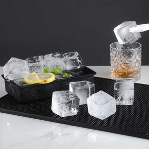 4/6/8/15 Grid Big Ice Tray Mold Tools Giant Jumbo Large Food Grade Silicone Ice Cube Square DIY Ice Maker Ice Cube Tray Cube Supplement Box Family Frozen Ice Mold
