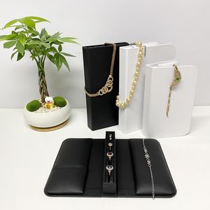Jewelry Pouches Bags Counter Display Pad Pu Leather Book Shape Tray Ring Pendant Necklace Store Storage