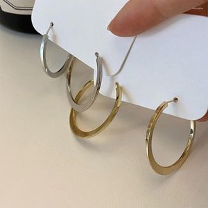 Hoop Earrings Minar Minimalist Big Hollow Out Round Circle Earring For Women Femme Matte Gold Silver Color Metal Party Jewelry
