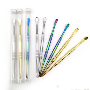 Sigara Boruları Colorf Dab Araç Metal Dabber Aksesuarlar için Kuru Bitki MTI Renkleri Gökkuşağı Altın Siliver Damlası Ev Bahçesi Ho DH35W