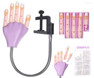 Nail Art Equipment Practice Hand 200pcs Tips Manicure Training Fake Hands Flexible Joints Detachable Finger7147206