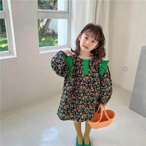 Abiti da ragazza Abito con maniche a balze per ragazze 2023 Primavera in stile coreano per bambini Mori Long Floral Princess Fashion