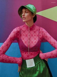 女性のTシャツ2023秋の女性セイックスY2K服ロングスリーブクロップトップヴィンテージ韓国ファッションバケーションストリートウェアスルー