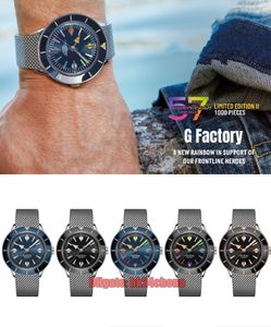 GF Factory Watches 42mm Superocean Heritage '57 LE II 'Rainbow' Orologio meccanico automatico da uomo Quadrante blu/nero Bracciale in acciaio inossidabile Orologi da polso da uomo