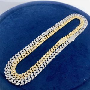 Gra-Zertifikat Beste Qualität 925 Sterling Silber 10 mm kubanische Gliederkette Iced Out Damen Modeschmuck Halsketten