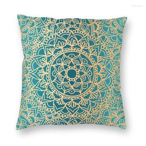 Pillow Green And Gold Mandala Pattern Covers Sofa Home Decorative Buddha Buddhism Flower Square Throw Case 40x40