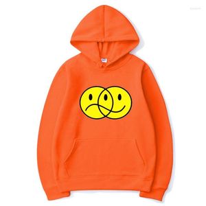 Herrtröjor leende sorgliga ansikten tröja kvinnor män koreanska streetwear för hoodie harajuku casual print hip hop tops