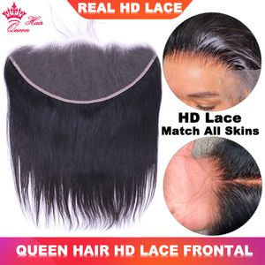 Echte unsichtbare HD-Spitzenfront, 13 x 6, 13 x 4, Spitzenfront, vorgezupfter Haaransatz rundherum mit Babyhaar, brasilianisches reines Echthaar, glattes Rohhaar, Queen-Hair-Produkte
