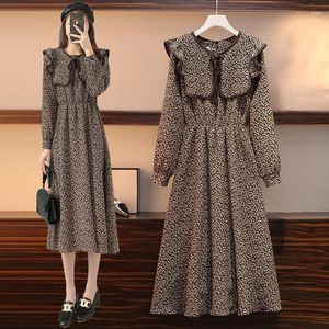 Casual Dresses Party Floral Vintage Korean Style Women Fall Winter Long Sleeve Bottoming Clothes Elegant Beach Evening Club Officewear