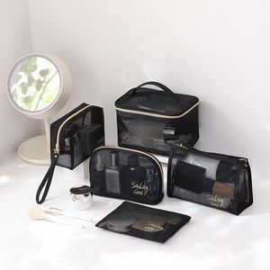 Storage Bags 1Pc Black Women Cosmetic Bag Transparent Travel Organizer Fashion Small Large Toiletry Girls Makeup Pouch OrganizerStorage