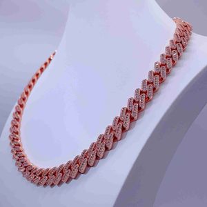 Buas de luxo de jóias personalizadas abaixo de três fileiras totalmente geladas de 13 mm VVSS Moissanite Diamond Miami Cuba Link Chain