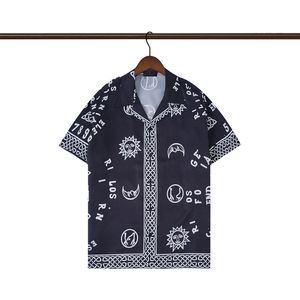 Camisas casuais masculinas Button Summer Down Designer camisetas de boliche masculino Camisa de seda casual de seda M-3xl S7