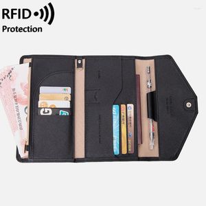 Depolama Çantaları 2023 Pasaport Çantası RFID Çok Fonksiyonlu Bilet Kimliği Banka Kart PU Deri Cüzdan Erkekler ve Kadın Yurtdışına Seyahat Tutucu