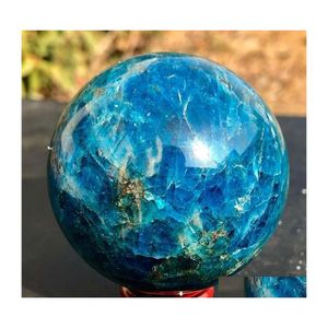 car dvr Arts And Crafts 4550Mm Natural Blue Apatite Stone Sphere Crystal Reiki Healing Ball T200117 Drop Delivery Home Garden Dho2W